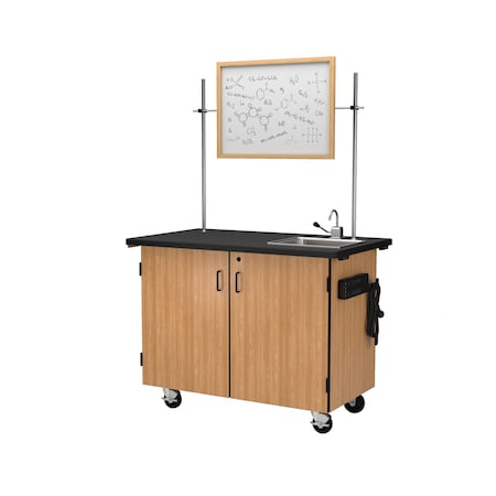 National Public Seating Mobile Science Cart with Inner Drawers and Shelf, Whiteboard /Mirror & Sink MSC02WS